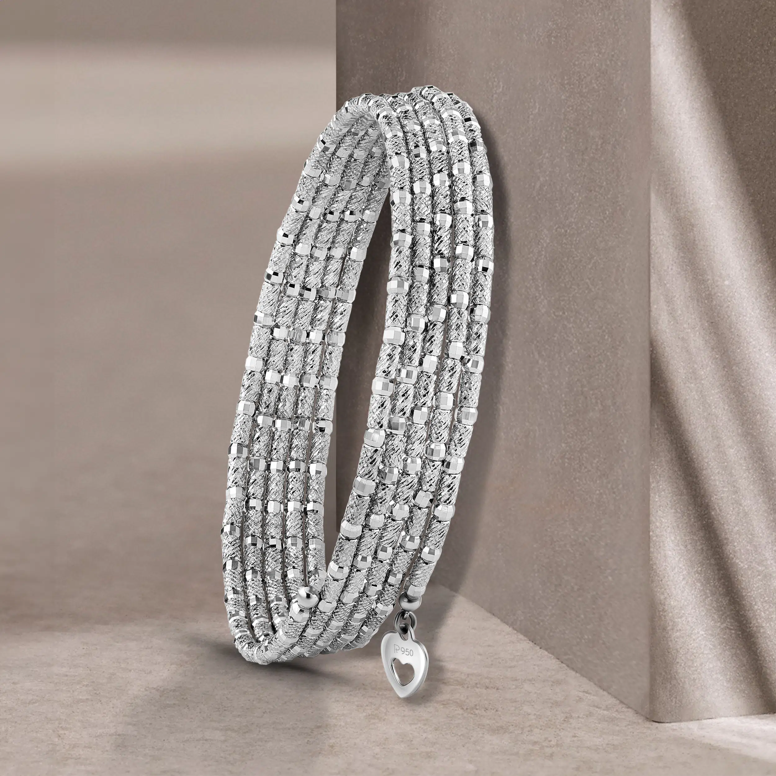 5 rows flexible platinum women's bracelet photography in bandra west, mumbai
