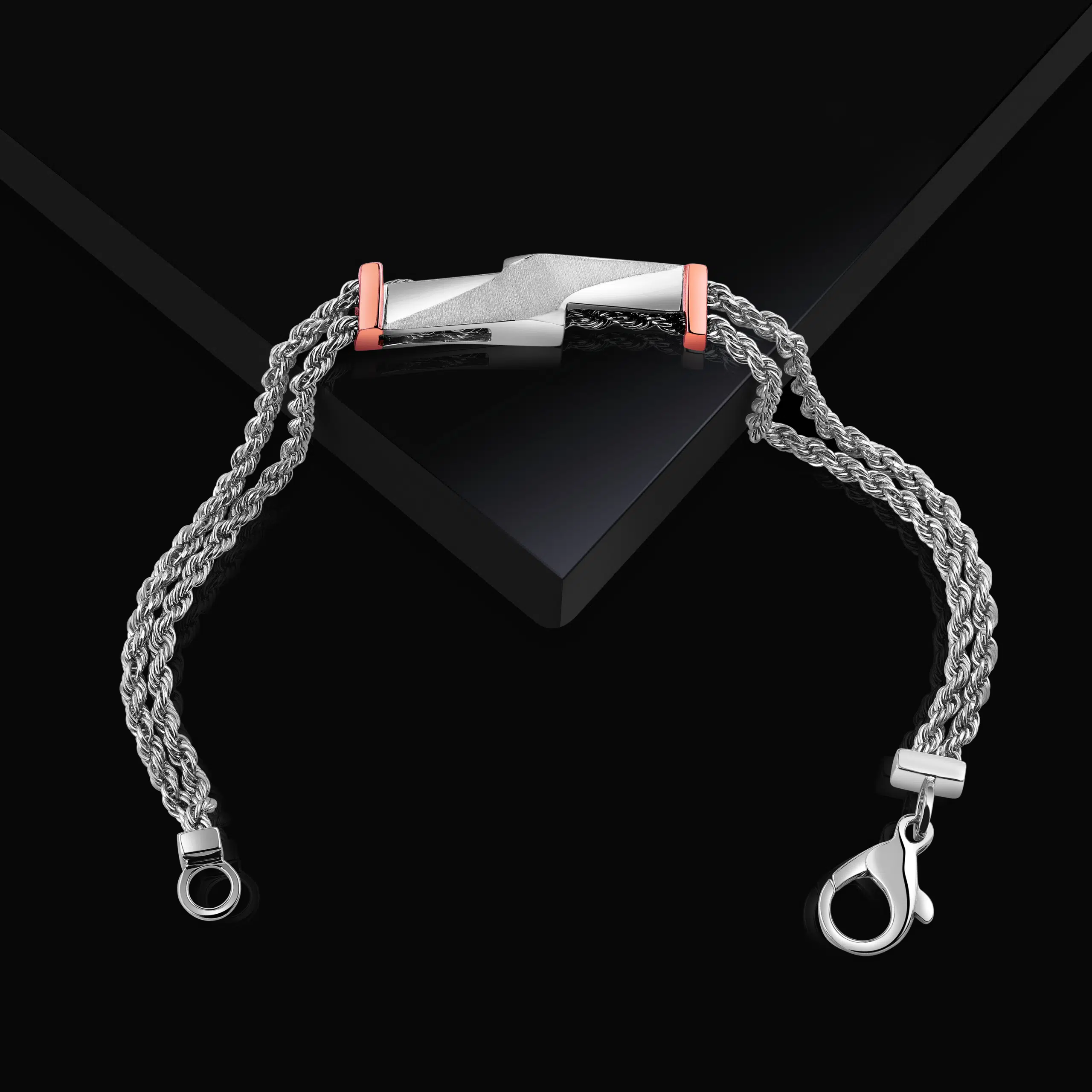 Flexible bracelet image from the top angle on black prop and background photographed in mumbai