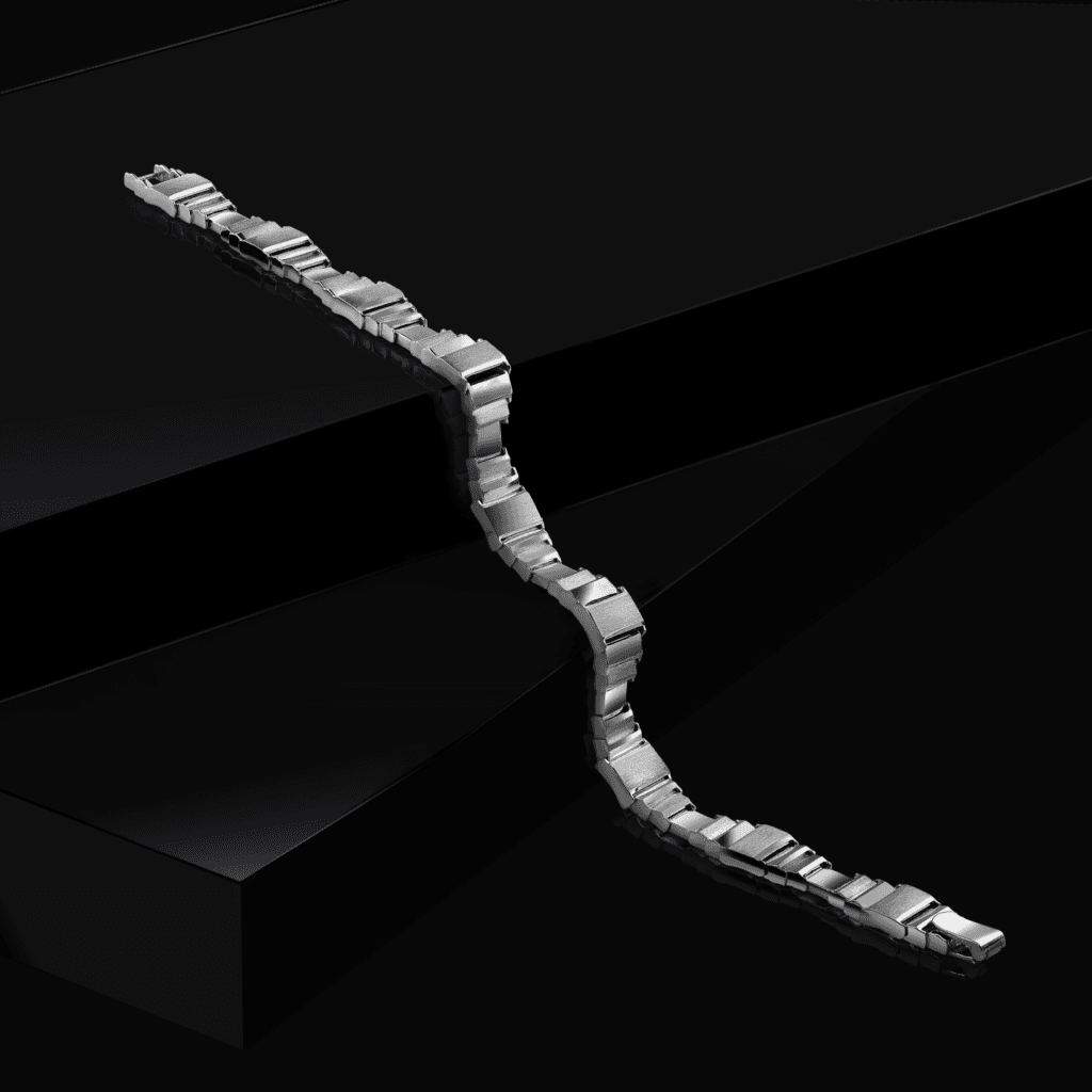 Platinum Jewellery Artistically Photographed on Black Steps to enhance the beauty of Platinum Jewellery. Photographed and edited in a Mumbai's Studio