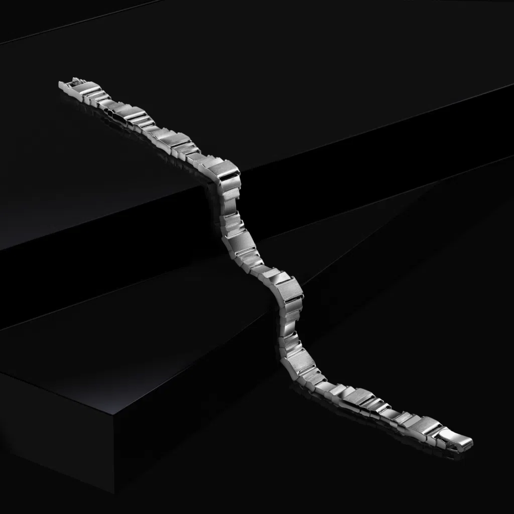 Platinum Jewellery Artistically Photographed on Black Steps to enhance the beauty of Platinum Jewellery. Photographed and edited in a Mumbai's Studio